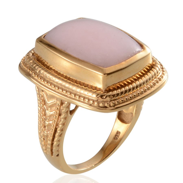 Peruvian Pink Opal (Cush) Solitaire Ring in 14K Gold Overlay Sterling Silver 7.750 Ct.