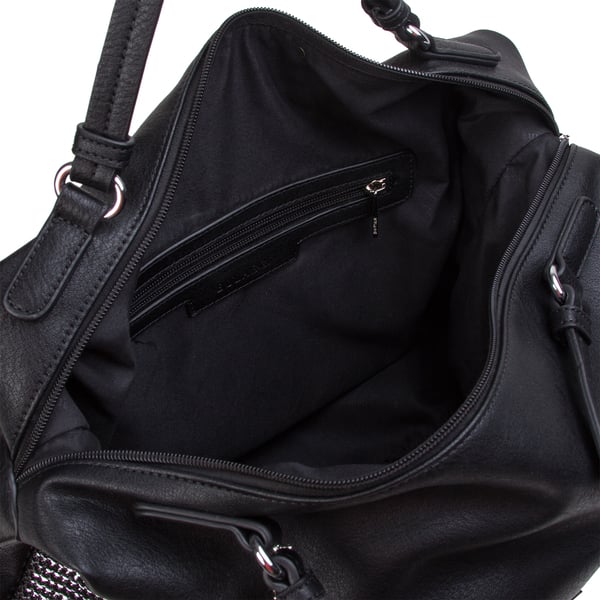 Bulaggi Collection - Wave Duffle Bag with Zipper Closure and Detachable Shoulder Strap (Size 40x26x17 cm) - Black