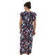 Tamsy Floral Pattern Smocked Waist Maxi with Flutter Sleeves (125x35 Cm) - Navy & Red