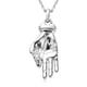 Espirito Santo Aquamarine Hand Holding Necklace (Size 18) in Platinum Overlay Sterling Silver