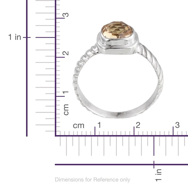 Citrine (Cush) Solitaire Ring in Sterling Silver 1.870 Ct.