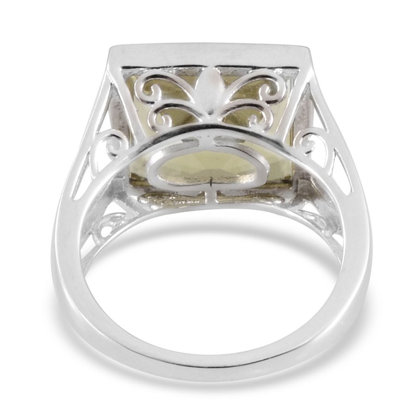 Brazilian Green Gold Quartz (Bgt) Solitaire Ring in Platinum Overlay Sterling Silver 7.750 Ct.