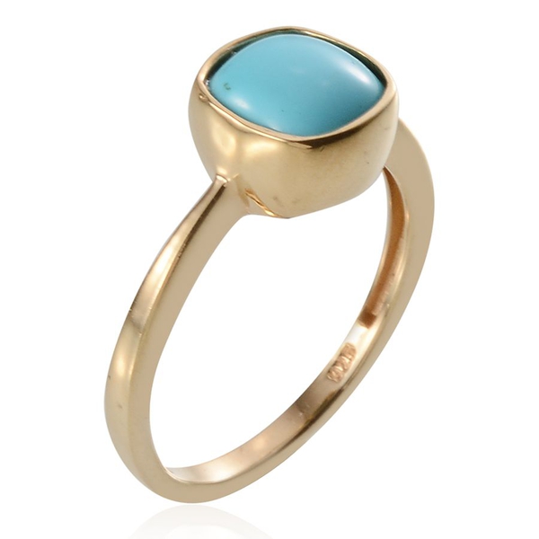 Arizona Sleeping Beauty Turquoise (Cush) Solitaire Ring in 14K Gold Overlay Sterling Silver 2.250 Ct.