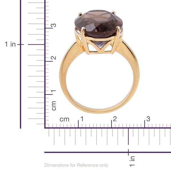 Brazilian Smoky Quartz (Ovl) Solitaire Ring in Yellow Gold Overlay Sterling Silver 8.500 Ct.