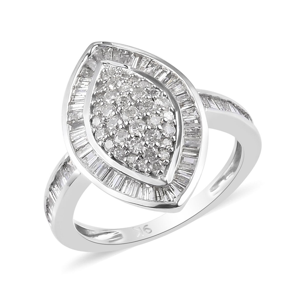 9K White Gold SGL Certified Diamond ( I3-G-H) Marquise Ring 1.00 Ct.