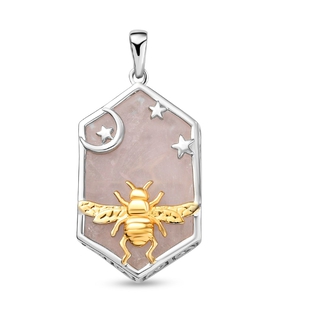 Rose Quartz Pendant in Platinum Overlay & Yellow Gold Vermeil Overlay Sterling Silver 21.80 Ct.