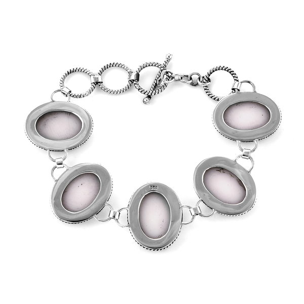 Royal Bali Collection - Mother of Pearl (Ovl 20x15 mm) Bracelet (Size 6.75/7.5) in Sterling Silver, Silver wt 18.42 Gms