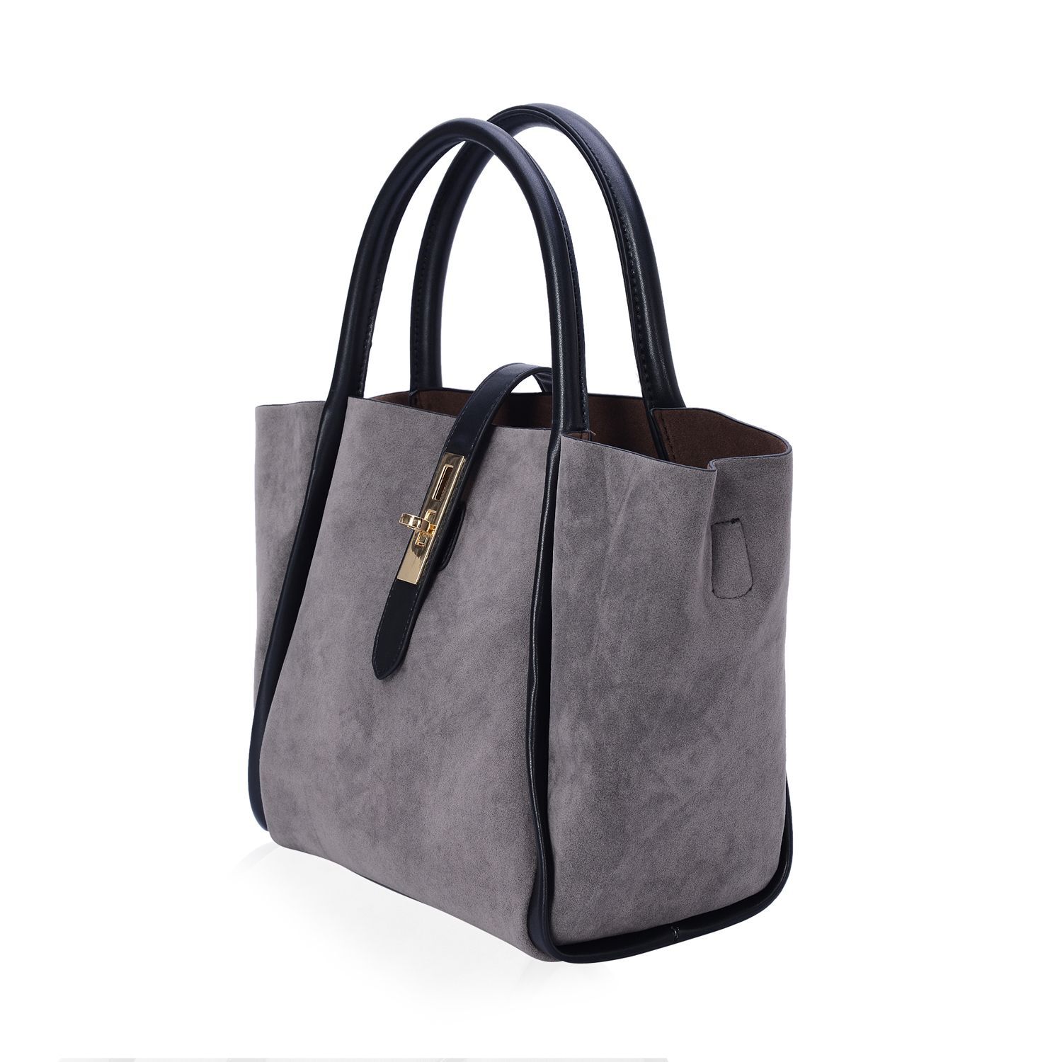 Set of 2 - Grey Colour Tote Bag and Black Colour Crossbody Bag with Adjustable and Removable Shoulder Strap (Size 38x23.5x13.5 and 33x19x12 Cm)