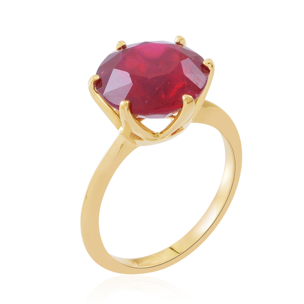 Limted Edition - Designer Inspired - 9K Yellow Gold AAA African Ruby (Rnd) Solitaire Ring 9.500 Ct.