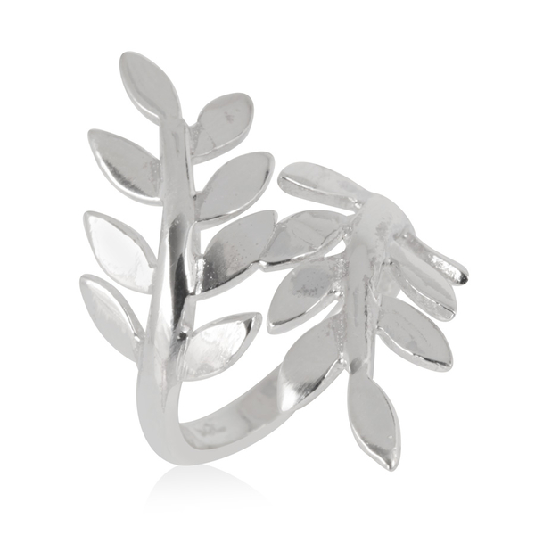 Thai Sterling Silver Leaves Crossover Ring, Silver wt 4.15 Gms.