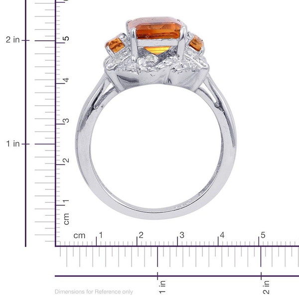 Madeira Citrine (Oct 2.00 Ct), Diamond Ring in Platinum Overlay Sterling Silver 2.280 Ct.