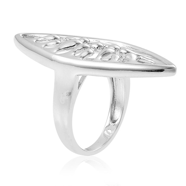 LucyQ Oval Wave Ring in Rhodium Plated Sterling Silver 6.70 Gms.