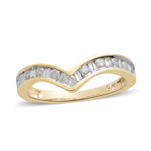 0.50 Ct Diamond Wishbone Ring in 9K Yellow Gold SGL Certified I3 GH