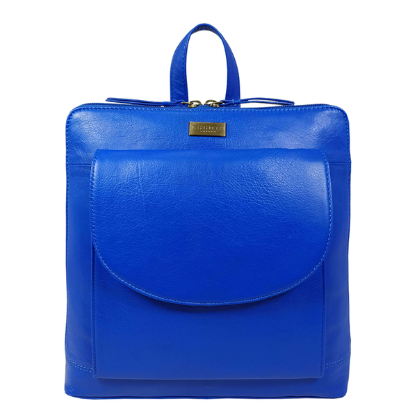Assots London APPLE Two Way Zip Top Backpack in Cobalt Blue (Size 30x7x29.5 Cm)