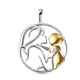Platinum and Yellow Gold Overlay Sterling Silver Mother Child Love Pendant