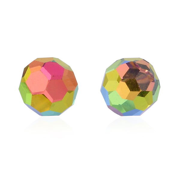 Multi Colour Faceted AAA Austrian Crystal (Rnd 8MM) Stud Earrings (with Push Back) in Sterling Silve