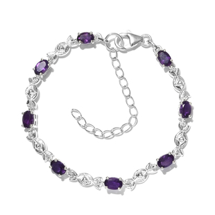 Amethyst Bracelet (Size 6.5 With 2 inch Extender) in Sterling Silver 3.32 Ct.