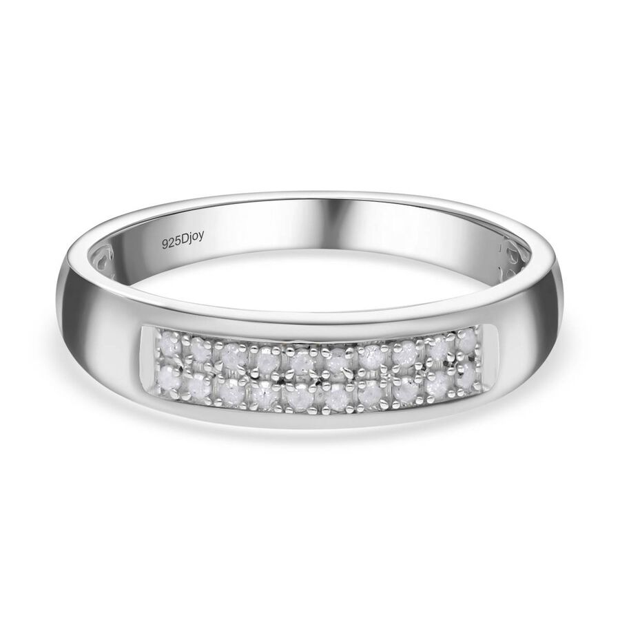 Diamond Half-Eternity Band Ring in Platinum Overlay Sterling Silver 0.16 Ct.
