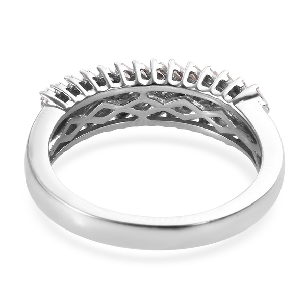 Diamond (Bgt) Ring in Platinum Overlay Sterling Silver 0.330 Ct.