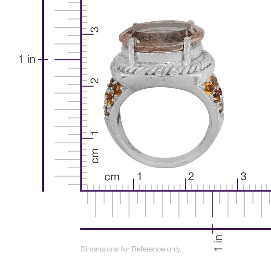 KARIS Collection Aurelia Rutilated Quartz (Ovl 6.75 Ct) Citrine Ring in Platinum Bond  8.000 Ct.
