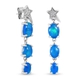 GP Celestial Dream Collection - Miami Blue Welo Opal, Natural Cambodian Zircon and Blue Sapphire Dangling Earrings in Platinum Overlay Sterling Silver 3.33 Ct.