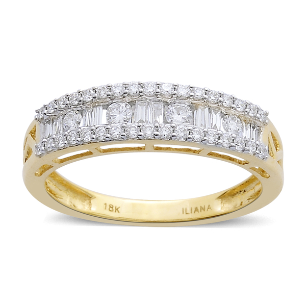 ILIANA 18K Y Gold IGI Certified Diamond (Bgt) (SI/ G-H) Ring 0.500 Ct.
