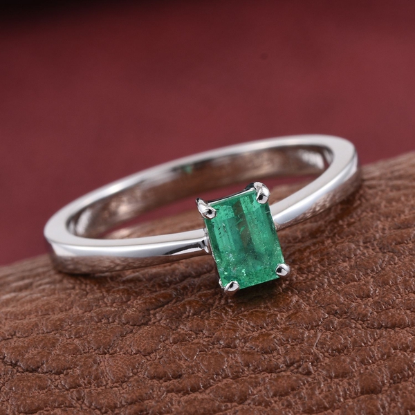 RHAPSODY 950 Platinum Boyaca Colombian Emerald (Oct) Solitaire Ring 0.500 Ct.