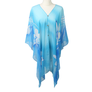 Poncho Style Summer Beach Covering in Turquoise (One Size; Length 76 cm)