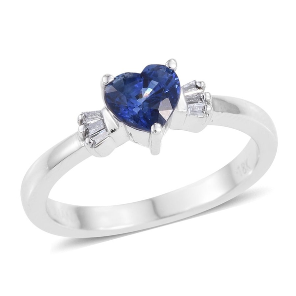 ILIANA 18K White Gold 1 Carat Ceylon Blue Sapphire Heart, Diamond SI G ...