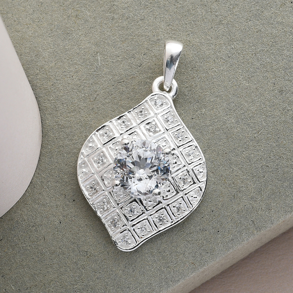 Lustro Stella Sterling Silver Pendant Made with Finest CZ 3.71 Ct.