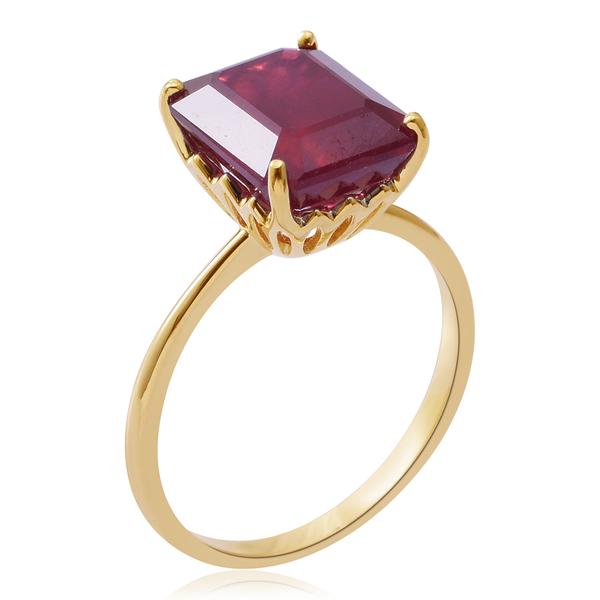 9K Yellow Gold AAA African Ruby (Oct) Solitaire Ring 9.000 Ct.