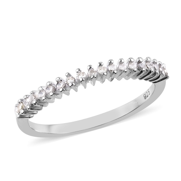 Diamond Stackable Half Eternity Ring in Platinum Overlay Sterling Silver 0.150 Ct.