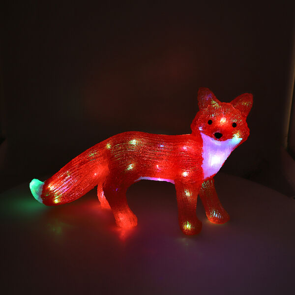 Fox Decorative Lamp with Multicolour Light (Size 40x27 Cm) Red