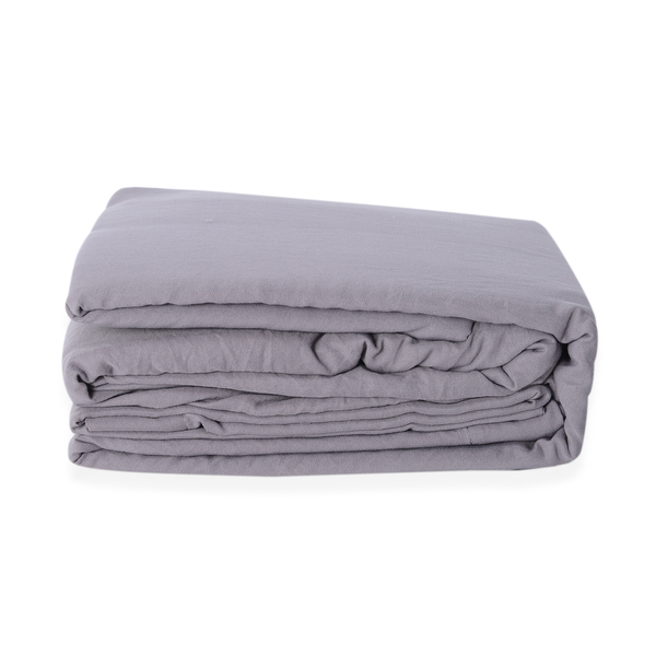 Single Size Sheet Set of 3- Extremely Soft Stone Washed Grey Colour Fitted Sheet (190x90x30 Cm), Flat Sheet (260x180+5 Cm) and Pillow Case (75x50+5 Cm)
