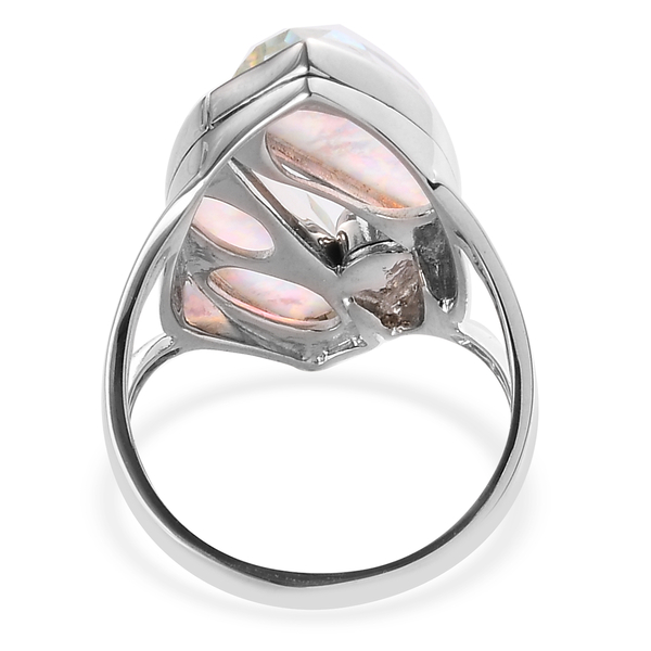 Sajen Silver ILLUMINATION Collection - Doublet Quartz and Rainbow Snow Ring in Rhodium Overlay Sterling Silver 10.12 ct,Silver Wt. 5 Gms.