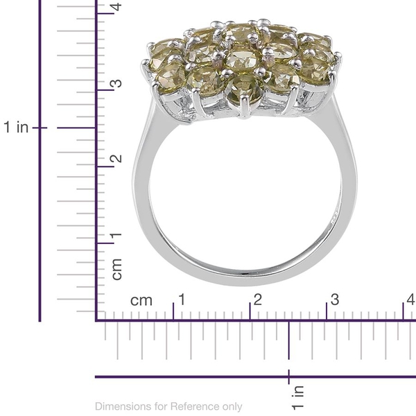 Signity Khaki Topaz (Rnd) Cluster Ring in Platinum Overlay Sterling Silver 6.000 Ct.