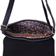 100% Genuine Leather Adjustable Crossbody Bag (25x18x7cm) with Embroidered Flower Pattern - Black