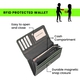100% Genuine Leather Lizard Embossed Womens RFID Protected Wallet (Size 18x10 Cm) - Green
