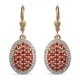 Red Sapphire and Natural Cambodian Zircon Cluster Earrings (with Lever Back) in 14K Gold Overlay Ste