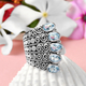Sajen Silver CULTURAL FLAIR Collection - Skyblue Topaz Enamelled Ring in Rhodium Overlay Sterling Si