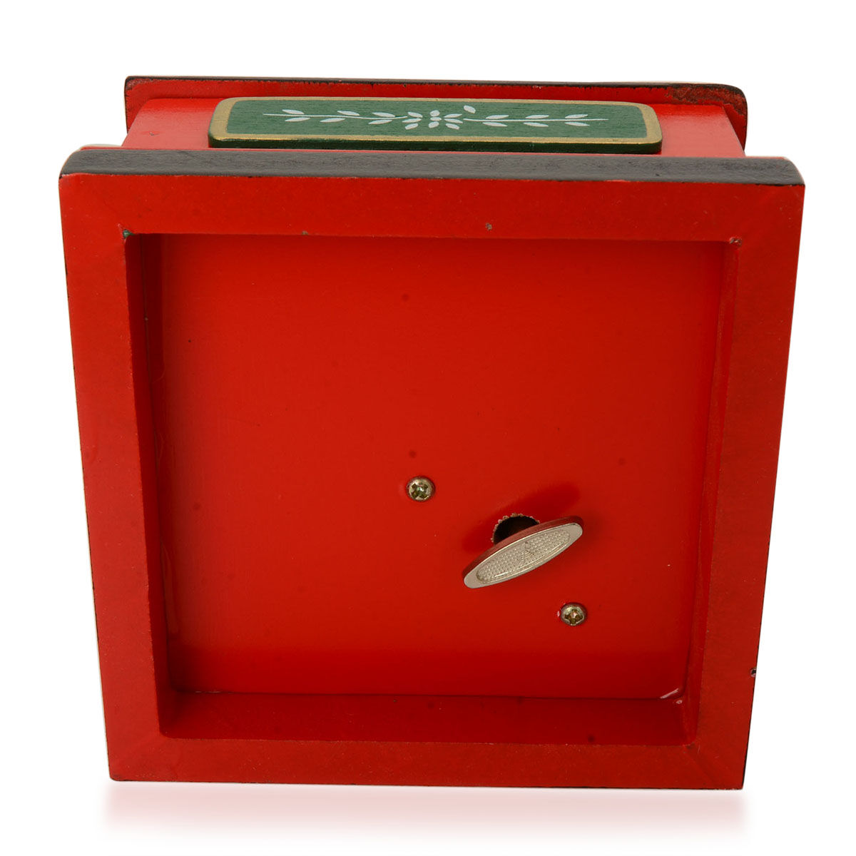 Red and Green Colour Moving Miniature Village Music Box with Small Christmas People in Resin