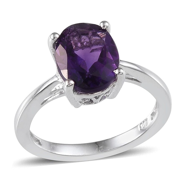 Lusaka Amethyst (Ovl) Solitaire Ring in Platinum Overlay Sterling Silver 2.250 Ct.
