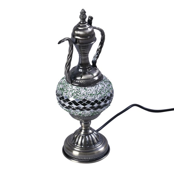 Handmade Turkish Mosaic Table Lamp (Size 38x12Cm) - Grey
