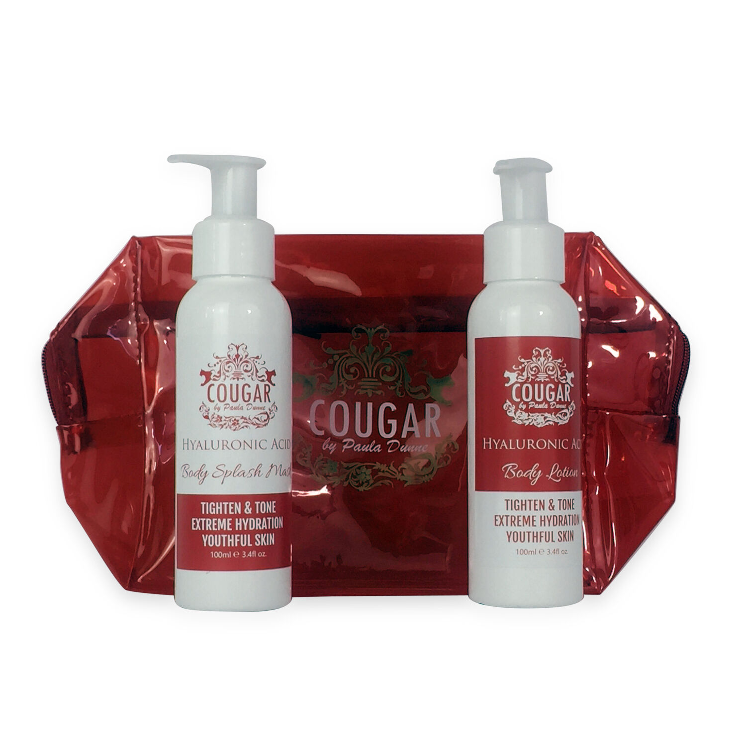 COUGAR- Hyaluronic Gift set: Body Splash 100ml and Body Lotion 100ml - Red Bag