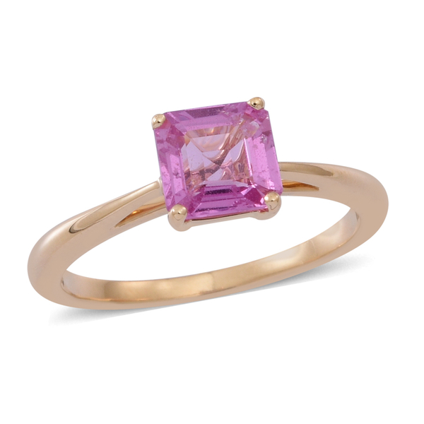 ILIANA 18K Y Gold Asscher Cut Pink Sapphire Solitaire Ring 1.000 Ct.