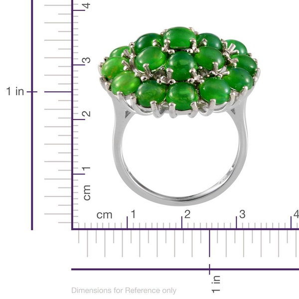 Green Ethiopian Opal (Rnd), Green Sapphire Cluster Ring in Platinum Overlay Sterling Silver 7.000 Ct.