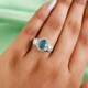 Grandidierite and Natural Cambodian Zircon Ring in Platinum Overlay Sterling Silver 3.41 Ct.