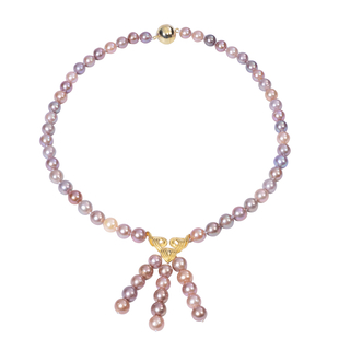 Multi Colour Edison Pearl Necklace (Size 20) with Magnetic Lock in Yellow Gold Overlay Sterling Silv
