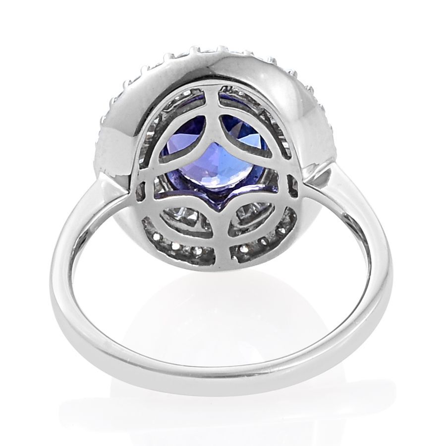 RHAPSODY  950 Platinum AAAA Tanzanite and Diamond (VS-E-F) Ring 2.75 Ct, Platinum Wt. 6.61 Gms