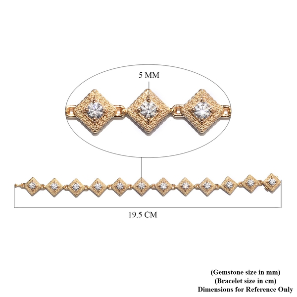 Lustro Stella 14K Gold Overlay Sterling Silver Bracelet (Size 7.5) Made with Finest CZ 10.22 Ct, Silver wt 18.00 Gms